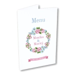 Menu weselne - Róże i niezapominajki