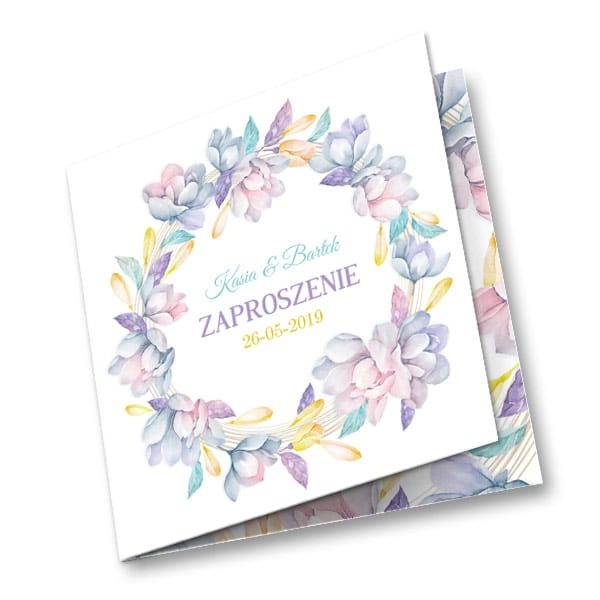 Zaproszenia ślubne - Pastelowy wianek