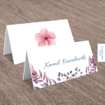 Winietki ślubne - Różowe hibiskusy - widok z przodu i z tyłu | Moje zaproszenia