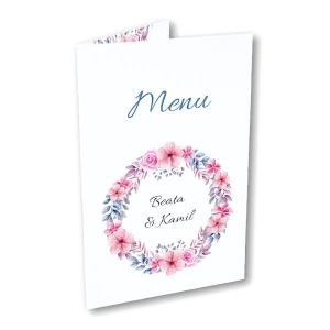 Menu weselne - Różowe hibiskusy