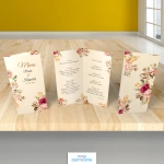 Menu weselne DL - Jesienne kwiaty - widok z przodu, tyłu i środka menu | Moje zaproszenia