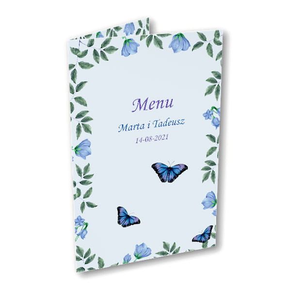 Menu weselne - Fioletowe motyle