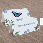 Winietki ślubne - Fioletowe motyle - widok z przodu i z tyłu | Moje zaproszenia