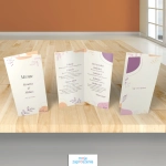 Menu weselne DL - Kremowo różowe - widok z przodu, tyłu i środka menu | Moje zaproszenia