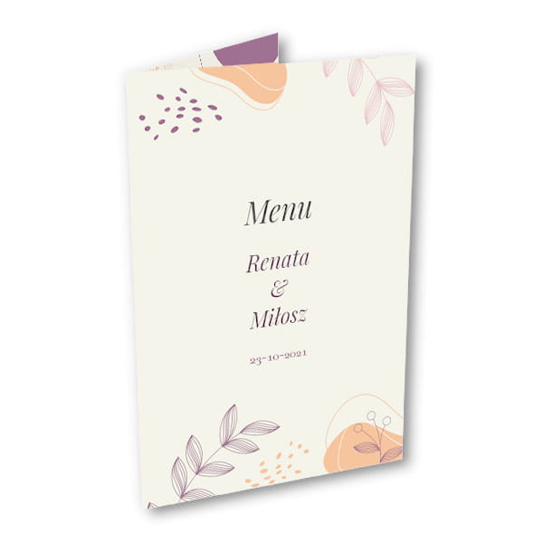 Menu weselne - Kremowo różowe
