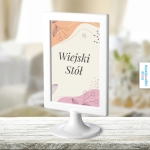 Tabliczka na stoły weselne - Kremowo różowe - wiejski stół | Moje zaproszenia