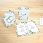 Menu weselne A5 - Niebieska porcelanka - widok z przodu, tyłu i środka menu | Moje zaproszenia