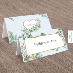 Winietki ślubne - Niebieska porcelanka - widok z przodu i z tyłu | Moje zaproszenia