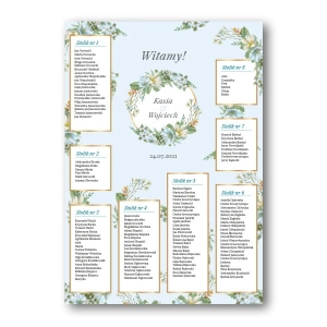 Plan stołów weselnych - Niebieska porcelanka