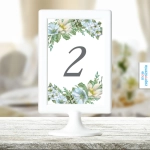 Tabliczka na stoły weselne - Niebieska porcelanka - nadrukowany numer 2 | Moje zaproszenia