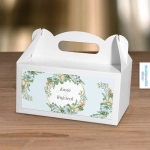 Pudełko na ciasto weselne, poziome, widok pod kątem - Niebieska porcelanka | Moje zaproszenia