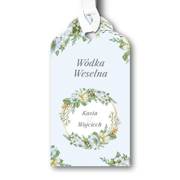 Zawieszki na wódkę weselną lub prezenty - Niebieska porcelanka
