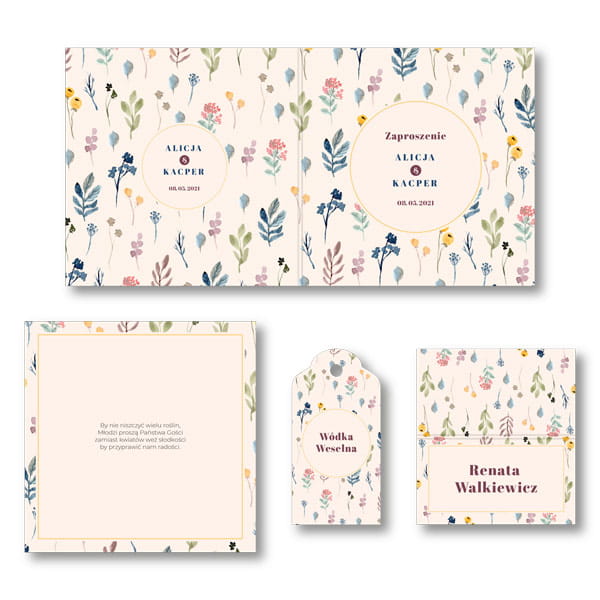Zestaw próbek zaproszeń ślubnych - Kwiecista łąka | Moje Zaproszenia
