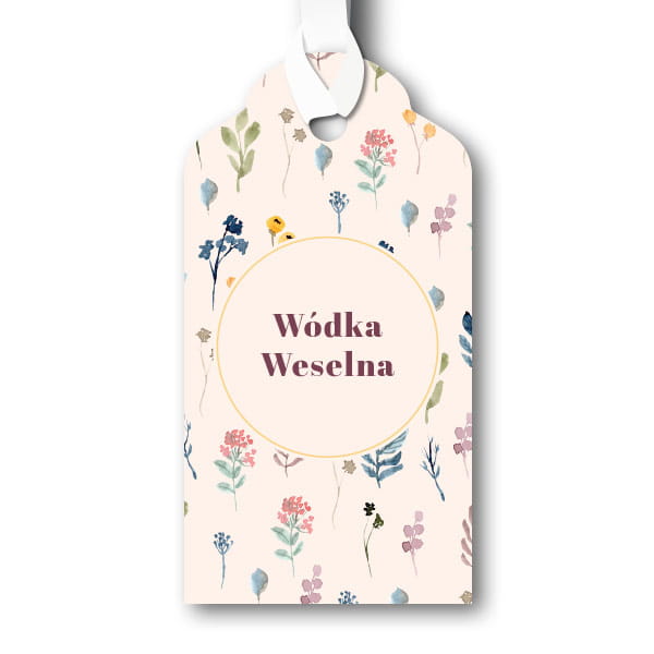 Zawieszki na wódkę weselną lub prezenty - Kwiecista łąka