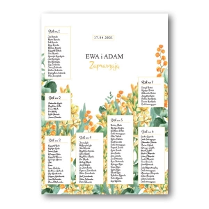 Plan stołów weselnych - Pomarańczowe lilie