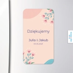 Różowe, pionowe magnesy weselne - upominki dla gości | Moje zaproszenia