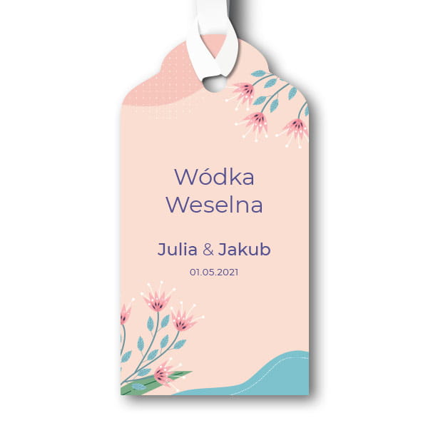 Zawieszki na wódkę weselną lub prezenty - Różowe