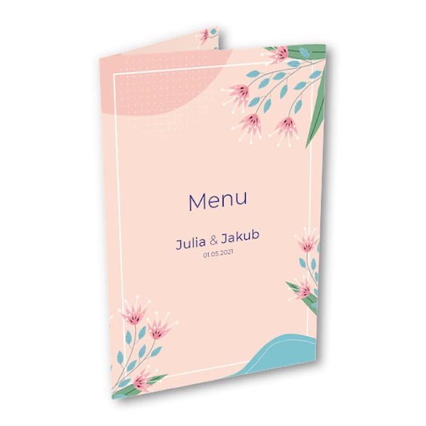 Różowe menu weselne