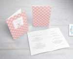 Menu weselne A5 - Różowe serca - widok z przodu, tyłu i środka menu | Moje zaproszenia