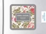 Magnesy kwadratowe - upominki dla gości weselnych - Peonie i rumianek | Moje zaproszenia