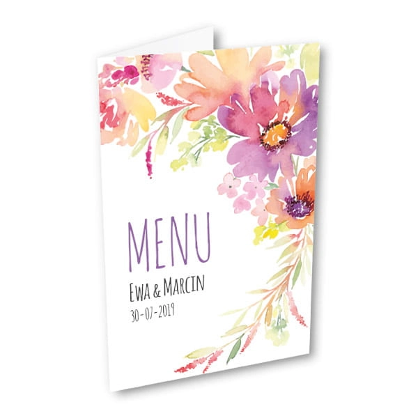 Menu weselne - Akwarelowe anemony - A5 |moje-zaproszenia|