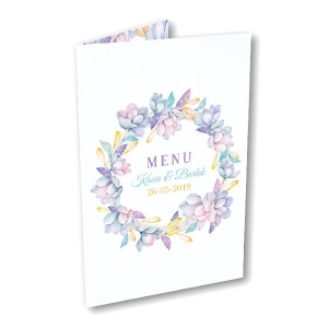 Menu weselne - Pastelowy wianek