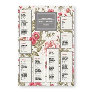 Plan stołów weselnych - Peonie i rumianek