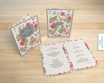 Menu weselne A5 - Peonie i rumianek - widok z przodu, tyłu i środka menu | Moje zaproszenia