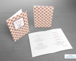 Menu weselne A5 - Czerwone stokrotki - widok z przodu, tyłu i środka menu | Moje zaproszenia